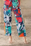 Buy_Pooja-Keyur_Blue Shirt Voil Silk Print Paradise Floral Collared Neck With Pant _Online_at_Aza_Fashions