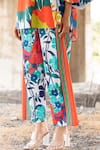 Shop_Pooja-Keyur_Blue Cotton Satin Print Paradise Floral Spread Balloon Sleeve Shirt With Pant _Online_at_Aza_Fashions