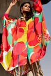 Buy_Pooja-Keyur_Multi Color Kaftan Satin Bomber Print Abstract Long With Pant  _Online_at_Aza_Fashions