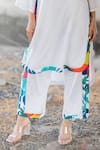 Pooja-Keyur_White Cotton Satin Print Paradise Round Placement Kurta With Pant  _Online_at_Aza_Fashions