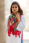 Pooja-Keyur_Pink Floral Paradise Flower Pattern Scarf _Online_at_Aza_Fashions