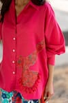 Pooja-Keyur_Pink Cotton Satin Print Eagle Collared Neck Placement Pattern Shirt  _Online_at_Aza_Fashions