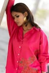 Pooja-Keyur_Pink Cotton Satin Print Eagle Collared Neck Placement Pattern Shirt  _at_Aza_Fashions