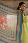 Pooja-Keyur_Blue Floral Striped And Pattern Color Burst Scarf _Online_at_Aza_Fashions