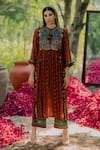 Pooja-Keyur_Multi Color Chiffon Print Aari Round Neck Mandala Gathered Kurta With Palazzo _Online_at_Aza_Fashions