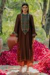 Pooja-Keyur_Multi Color Cotton Silk Embroidered Aari Round Kurta And Pant Set _Online_at_Aza_Fashions