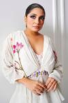 Buy_Amrta By Guneet Kondal_White Viscose Sequins, Pearls V-neck Embroidered Peplum Top And Sharara Set _Online_at_Aza_Fashions