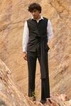 Buy_Dash and Dot_Black 63% Polyester Plain Sleeveless Tie-up Jacket Set  _Online_at_Aza_Fashions