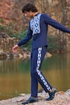 Buy_Dash And Dot_Blue 2% Lycra, 35% Viscose, 63% Polyester Geometric Pattern Jacquard Pant Set _Online_at_Aza_Fashions