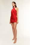 Buy_Deme By Gabriella_Red Satin Halter Neck Brittany Dress _Online_at_Aza_Fashions
