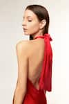 Shop_Deme By Gabriella_Red Satin Halter Neck Brittany Dress _Online_at_Aza_Fashions