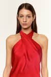 Shop_Deme By Gabriella_Red Satin Halter Neck Brittany Dress _at_Aza_Fashions