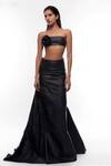 Deme By Gabriella_Black Leather Collared Tube Crop Top And Skirt Set_Online_at_Aza_Fashions