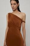 Buy_Deme By Gabriella_Brown Malai Lycra One Shoulder Backless Dress _Online_at_Aza_Fashions