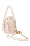 The Leather Garden_Pink Sequin And Pearl Embellished Desert Rose Potli Bag _Online_at_Aza_Fashions