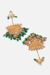 Buy_Dugran By Dugristyle_Green Pearls, Stones Kundan Embellished Triangular Drop Earrings _Online_at_Aza_Fashions