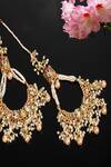 Dugran By Dugristyle_Red Kundan Embellished Passa Chandbali Earrings _Online_at_Aza_Fashions