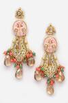 Dugran By Dugristyle_Pink Pearls Floral Pattern Embellished Earrings _Online_at_Aza_Fashions