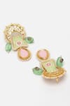 Shop Dugran By Dugristyle Green Pearls, Stones Crescent Embellished Earrings Online at Aza Fashions Shop_Dugran By Dugristyle_Green Pearls, Stones Crescent Embellished Earrings _Online_at_Aza_Fashions