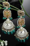 Dugran By Dugristyle_Multi Color Metallic Thread, Pearls, Stones Drop Jhumkis _Online_at_Aza_Fashions