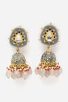 Dugran By Dugristyle Multi Color Metallic Thread, Pearls, Diamonds American Embellished Jhumkis Online at Aza Fashions Dugran By Dugristyle_Multi Color Metallic Thread, Pearls, Diamonds American Embellished Jhumkis _Online_at_Aza_Fashions