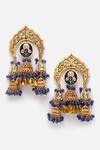 Dugran By Dugristyle_Blue Pearls, Rhinestones, Stones Embellished Kundan Multi Jhumkas _Online_at_Aza_Fashions