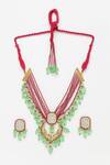 Dugran By Dugristyle_Pink Pearls, Stones, Diamonds Kundan Embellished Layered Necklace Set _Online_at_Aza_Fashions