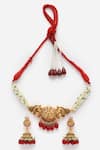 Dugran By Dugristyle_Multi Color Pearls, Stones Carved Temple Choker Set _Online_at_Aza_Fashions