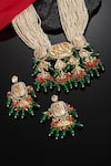 Dugran By Dugristyle_Green Kundan Pearl Layered Pendant Necklace Set _Online_at_Aza_Fashions