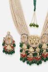 Buy_Dugran By Dugristyle_Green Kundan Pearl Layered Pendant Necklace Set _Online_at_Aza_Fashions