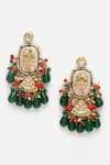 Shop_Dugran By Dugristyle_Green Kundan Pearl Layered Pendant Necklace Set _Online_at_Aza_Fashions