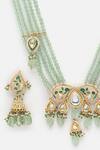 Buy Dugran By Dugristyle Green Pearls, Stones, Metallic Thread Meenakari Work Pendant Necklace Set Online at Aza Fashions Buy_Dugran By Dugristyle_Green Pearls, Stones, Metallic Thread Meenakari Work Pendant Necklace Set _Online_at_Aza_Fashions