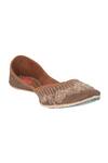 Imlee Jaipur_Brown Embroidered Zardozi Juttis _at_Aza_Fashions