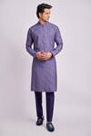 Bubber Couture_Purple Modal, Silk Dimitry Medallion Print Kurta Set _Online_at_Aza_Fashions
