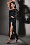 Buy Shivani Awasty Black Net Beads, Sequins One Shoulder Sienna Gown With Belt Online at Aza Fashions Buy_Shivani Awasty_Black Net Beads, Sequins One Shoulder Sienna Gown With Belt _Online_at_Aza_Fashions