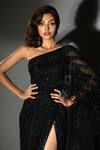 Shivani Awasty Black Net Beads, Sequins One Shoulder Sienna Gown With Belt at Aza Fashions Shivani Awasty_Black Net Beads, Sequins One Shoulder Sienna Gown With Belt _at_Aza_Fashions