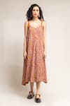 Buy_Doodlage_Orange Modal Yui Floral Print Dress_at_Aza_Fashions