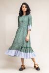 Doodlage_Green Gloria Upcycled Cotton Printed Dress_Online_at_Aza_Fashions