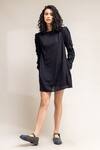 Shop_Doodlage_Black Upcycled Cotton Slub Carrie Frill Detailed Dress_Online_at_Aza_Fashions