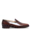 Dmodot_Brown Leather Motivo Chocro Loafers_Online_at_Aza_Fashions