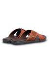 Buy_Dmodot_Brown Leather Pelle Tesso Slip On Flats_Online_at_Aza_Fashions