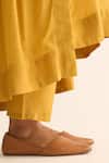 Shop_Dot_Yellow Cotton, Silk, Organza Embroidery, Tassels Avani Back Gathered Kurta Set _Online_at_Aza_Fashions
