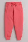 Shop_Knitting Doodles_Pink Fleece Printed Dramatic Ribbed Neck Top And Joggers Set  _Online_at_Aza_Fashions