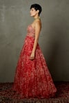 Buy_RI.Ritu Kumar_Red Viscose Printed Aari Sweetheart Magnolia Floral Embroidered Bandeau Dress _Online_at_Aza_Fashions