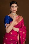 Devissha_Pink Pure Katan Silk Handwoven Floral Handloom Pattern Banarasi Saree _Online_at_Aza_Fashions