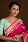 Devissha_Fuchsia Pure Katan Silk Handwoven Animal And Floral Banarasi Saree _Online_at_Aza_Fashions