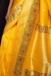 Buy_Devissha_Yellow Pure Katan Silk Handwoven Floral Meenakari Handloom Banarasi Saree _Online_at_Aza_Fashions