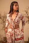 Buy_Label Reyya_Beige Cotton Printed Top And Pant Set_Online_at_Aza_Fashions