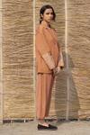 Buy_Ayaka_Brown Corduroy With Viscose Tabby Lining Long Sleeve Blazer  _Online_at_Aza_Fashions