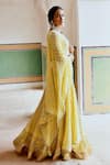 KARAJ JAIPUR_Yellow Georgette Embellished Sequin Round Neck Lehenga Set  _at_Aza_Fashions